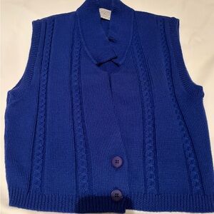 Pendleton 100% Virgin Wool Sweater Vest Small Blue Cable Knit Button Made USA